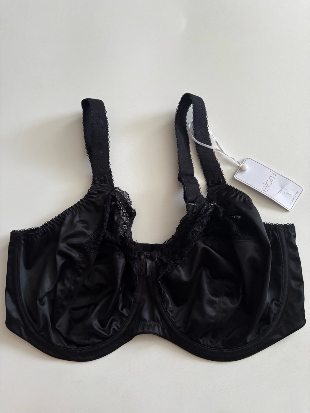 Elomi Bra NWT Morgan Underwire Unlined Full Figure Black EL4111BLK US 42L